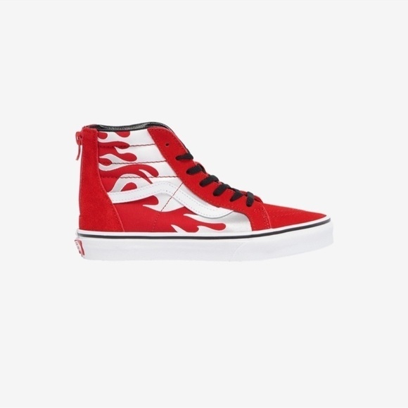 Vans Ferocious Flames Red Hi Top Sneakers - Picture 1 of 12